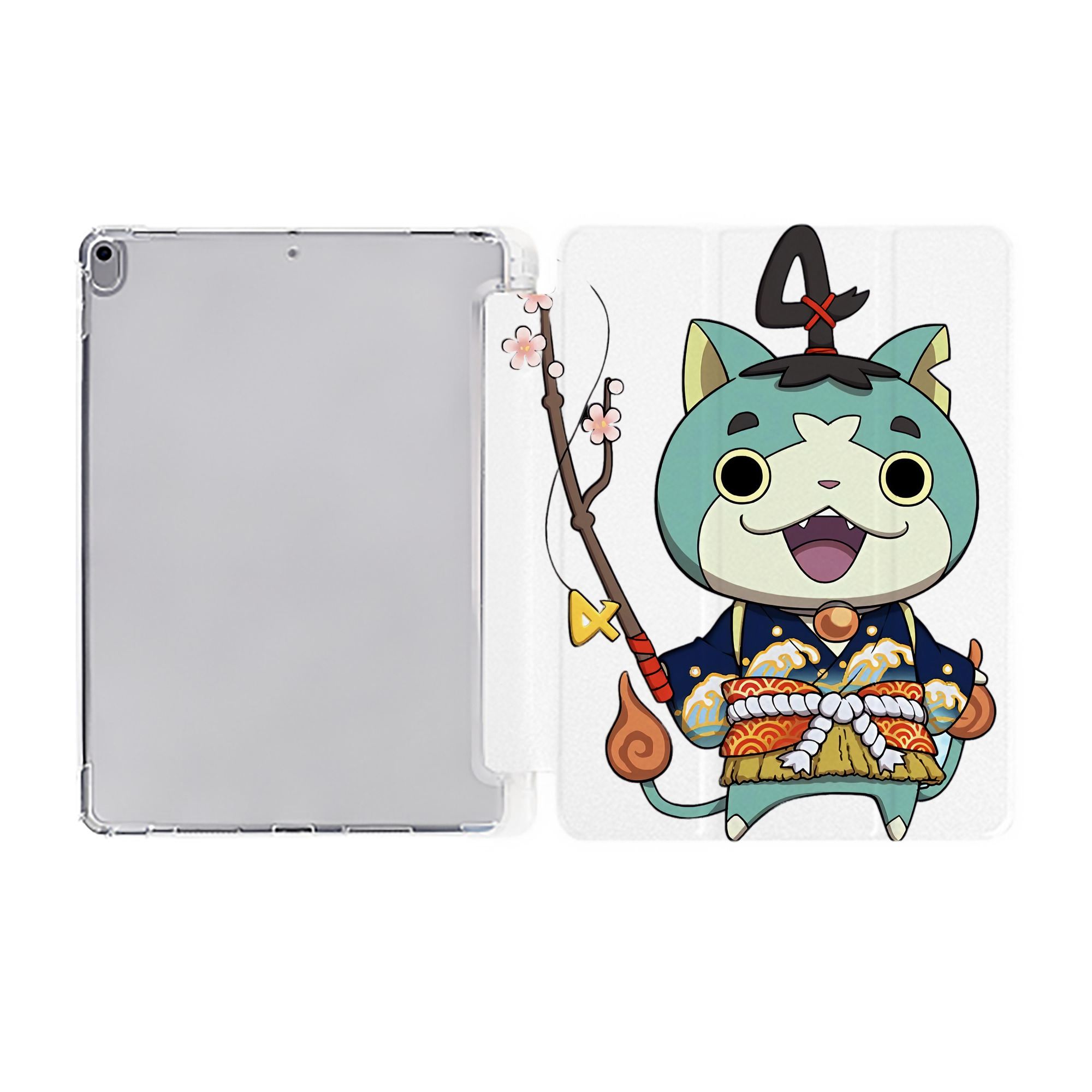 （画像用） 妖怪ウォッチ Yo-kai Watch IPad ケース ペン収納付き 三つ折りスタンド PUレザー×シリコン 対応機種9.5/10.5/10.9インチ